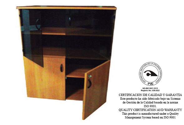 ARMARIO ESTANTE CON PUERTAS DE CRISTAL Y MELAMINA